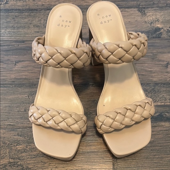 a new day Shoes - A New Day Tan Double-Strap Sandals with Braided Design
